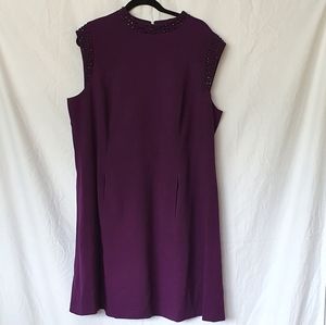 Vince Camuto purple dress,black beading, pockets!